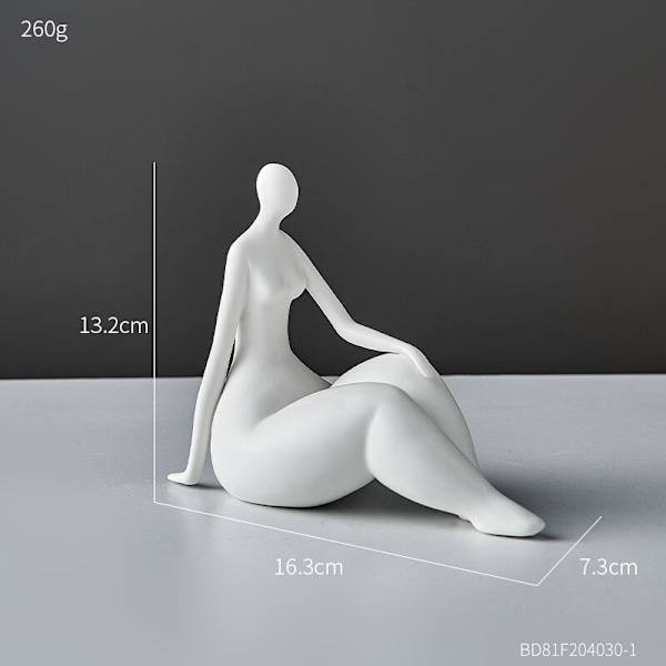 Nordic Ceramic Fat Woman Statue Modern Home Living Room Decoration Art Room Decoration Abstract Art Sculpture Desk Accessories A-White