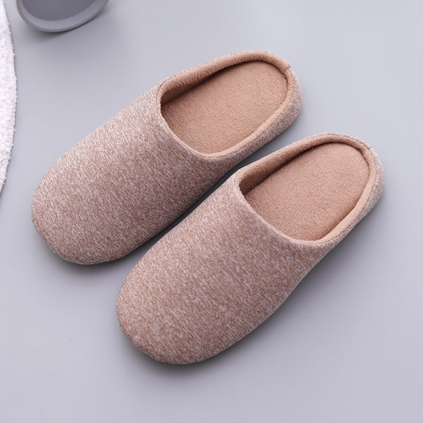 Women Slippers House Soft Home Cotton Slipper Winter Indoor Light Comfort Floor Shoes Men Silence Slides Bedroom Japanese Style Bronze 44-45(suggest 43-44)