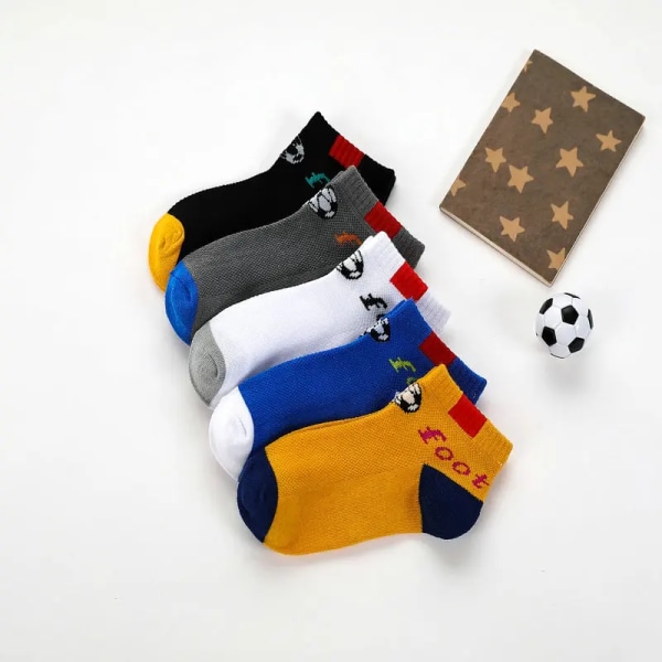 2024 Children Socks Cotton Summer Mesh Breathable Kids Cartoon Boys Girls Socks 2-15 Year 5 Pairs Beige 8-11 year