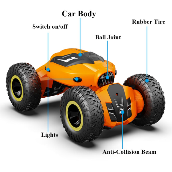 Rock Crawler 4WD Twist Stunt RC Car Remote Radio Control Machine Toy Vehicle Double Side Drive Toys For Boys 23AH-Blue