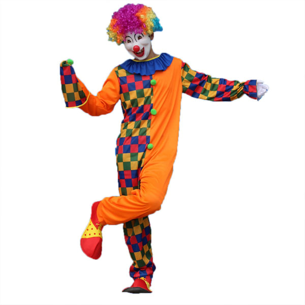 Carnival Clown Costume Halloween Masquerade Adult Clown Outfit Suit For Men Party With Hat - Size 5xl (zc-005) 5XL