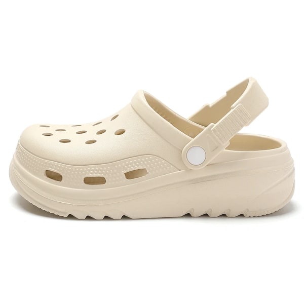 Summer Hole Shoes Women Baotou Outdoor Sole Beach Slides Home Outdoor Wear Comfortable Soft Sole Non-slip Garden Sandals WHITE 36-37(Fit foot 230)