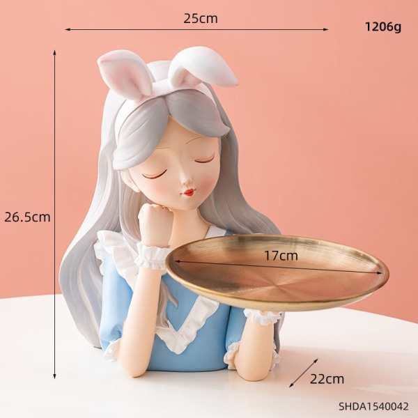 Nordic Home Decor Princess Tray Decoration Accessories Girl Statues Home Decoration Accessories for Living Room Birthday Gifts Alice tray-blue