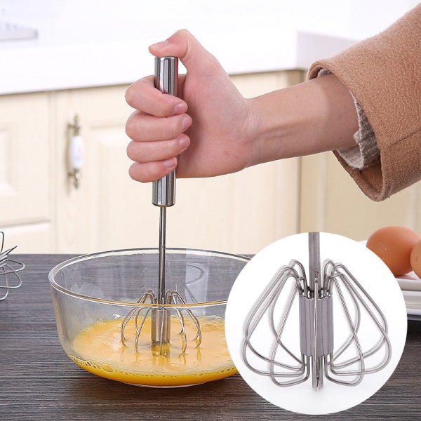 Semi-Automatic Egg Beater Manual Hand Mixer Self Turning Egg Stirrer Stainless Steel Egg Whisk Baking Blender Kitchen Accessorie Egg Separator