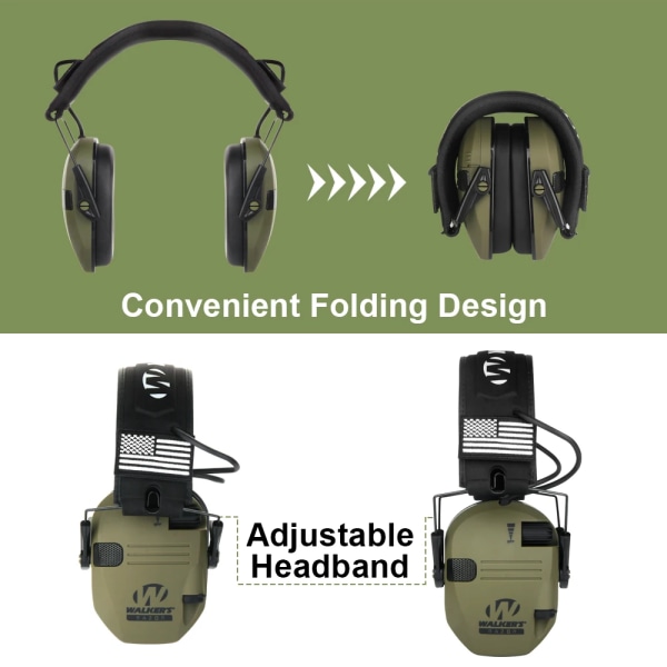 2024 Tactical Electronic Shooting Earmuff Anti-noise Headphone Sound Amplification Hearing Protection Headset Foldable Green