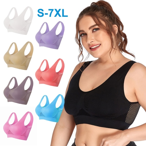 Sports Bras for Women Yoga Plus Large Big Size Ladies Bralette Mujer Top Underwear Padded Fitness Running Vest Brassiere S-7XL Auburn 7XL