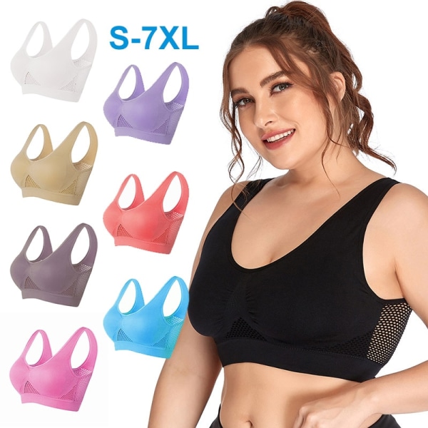 Sports Bras for Women Yoga Plus Large Big Size Ladies Bralette Mujer Top Underwear Padded Fitness Running Vest Brassiere S-7XL Gray 6XL
