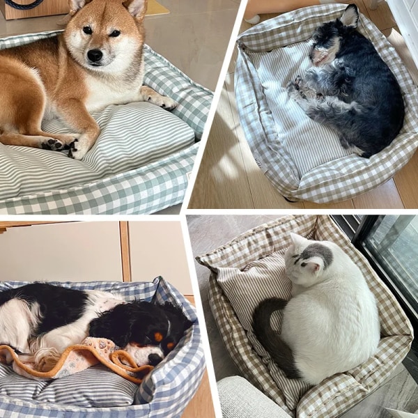Bed For Dog Cats Puppy House Kennel For Indoor Dogs Small Medium Cat Pet Sofa Sleeping Bed Furniture Pet Supplies Accessories cc WHITE L 70x60cm