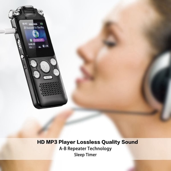 Voice Recorder Recording Activated Audio Sound Digital Professional Dictaphone USB PCM 1536Kbps As Shown