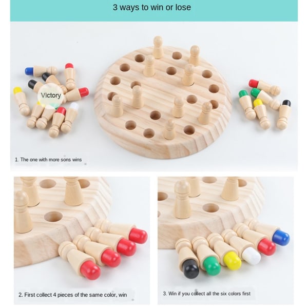 Wooden Memory Match Stick Chess Color Game Board Puzzles Montessori Educational Toy Cognitive Ability Learning Toys For Children Memory Chess