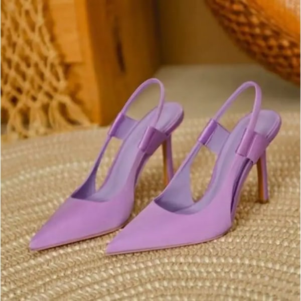 2024 New Spring New Women Slingback Sandals Pointed Toe Slip on Thin High Heel Ladies Elegant Pumps Shoes Drss Sandals Pink 36
