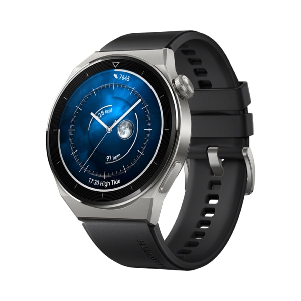 HuaweiI Watch GT3 PRO 46mm Titanium med svart sportrem
