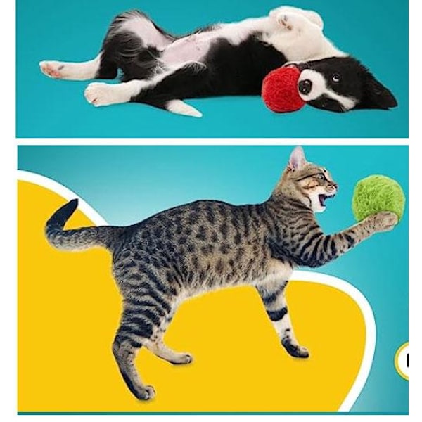 Automatisk rörlig rullboll för hund och katt med 4 överdrag Grön