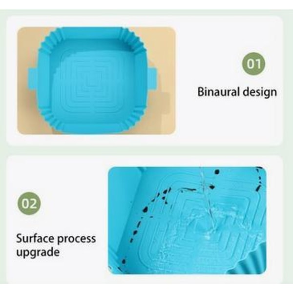 Turquoise Square Silikonskål för Air Fryer 16,5x19,5 cm