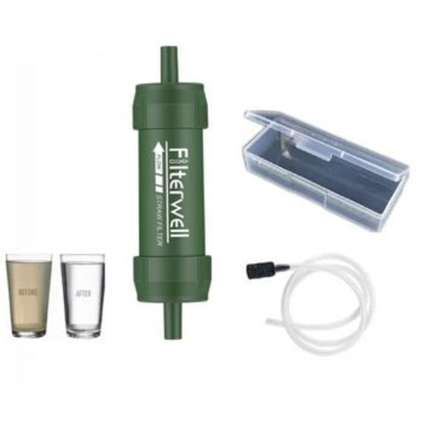 Portabla vattenfilter och vattenrenare med premium kolfilter grö Grön