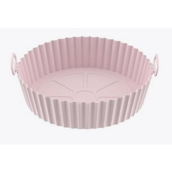 Pink Round Silikonskål för Air Fryer 16,5x19,5 cm