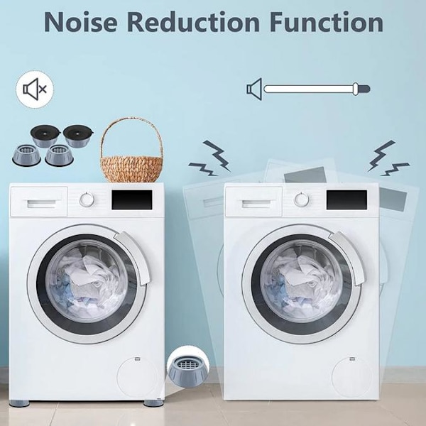 Style 1 - Vibrationsdämpande fötter till tvättmaskin/torktumlare 4 st. grå