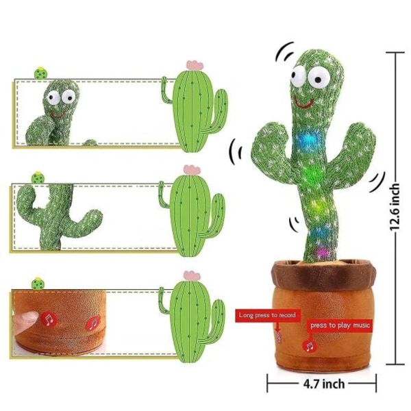 Dansande kaktus, pratande kaktusleksak upprepar vad du säger Grön