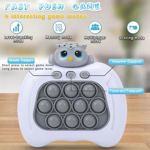 Owl Pop It Game - Pop It Pro Light Up Game Quick Push Fidget Spel