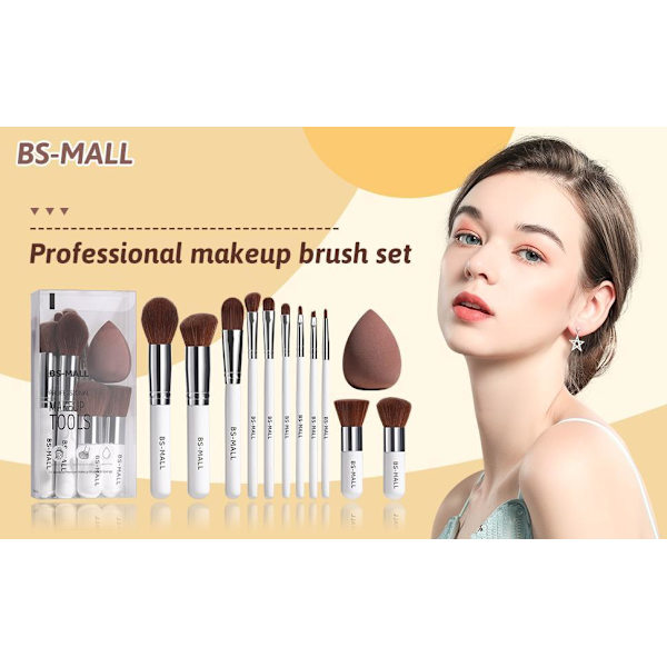BS26 - BS-MALL 15 st. exklusiva Make-up / sminkborstar av Bästa Kvalité