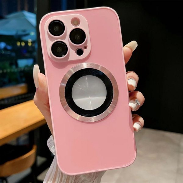 SiGN Magnetic Case iPhone 15 Plus med linsskydd och logo view - Rosa