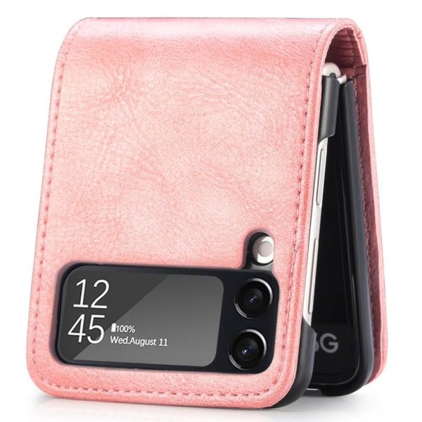 Samsung Galaxy Z Flip4 5G PU Leather Coated Hard PC Plånboksfodr Rosa