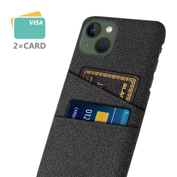 Dual Card Slots Skal för iPhone 14 - Svart Svart