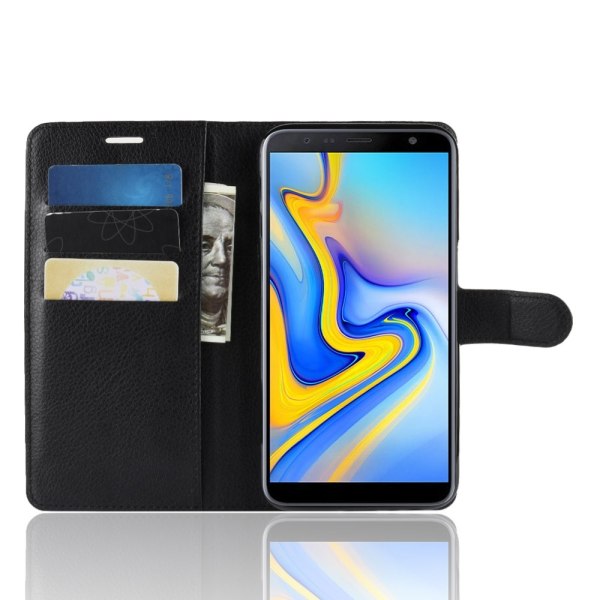 Litchi Plånboksfodral för Samsung Galaxy J6 Plus 2018 - Svart Svart