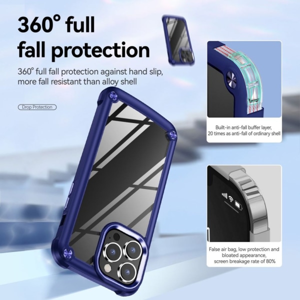 Elektropläterat iPhone 15 Pro Max skal - Blått Blå