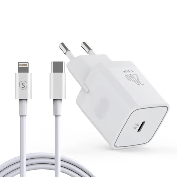 SiGN iPhone 13 Laddare USB-C PD & USB-C till Lightning Kabel MFI Vit