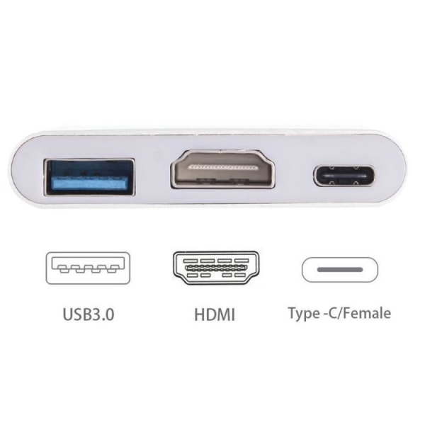 USB-C Hubb till HDMI, USB-A och USB-C Vit