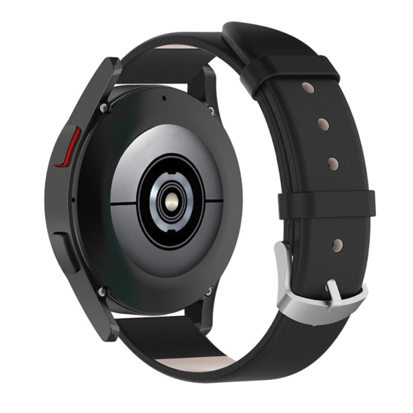 Läderarmband 20mm för Galaxy Watch 4 40mm m.fl. - Svart Svart