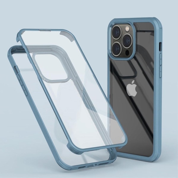 iPhone 14 Pro Max 2-in-1 skal i härdat glas - Blå Blå