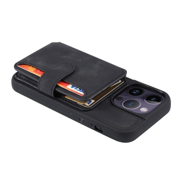 Reptåligt iPhone 15 Pro skal med en plånbok - Svart Svart