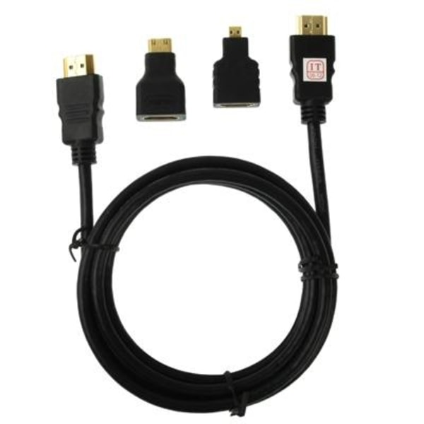 3-i-1 HDMI-adapter- HDMI-kabel, Mini HDMI, Micro HDMI, Full HD 1 Svart