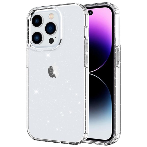 iPhone 14 Pro Max Glitter Powder Skal - Genomskinligt Transparent