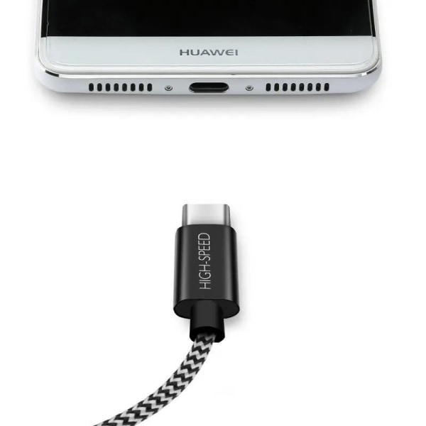 SiGN Skin USB-C Kabel 2.1A 0,25 m - Svart/Vit Svart