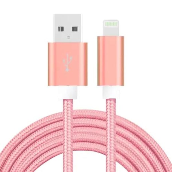 SiGN USB Kabel med Lightning Kontakt för iPhone & iPad, 3A, 2m - Rosa
