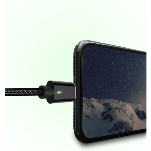 SiGN Magnetkabel 3-i-1 USB-C, Lightning, Micro-USB 2.4A, 1 m - S Svart En meter