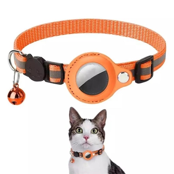 SiGN AirTag Husdjur Halsband med Silikon Skal - Orange Orange