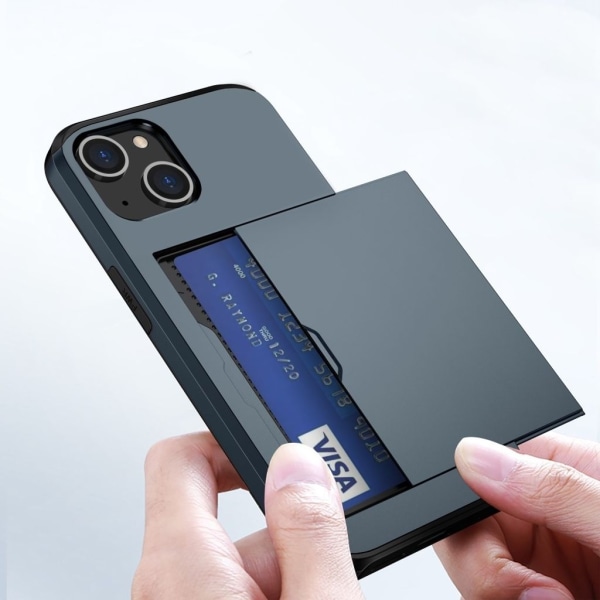 IPhone 15 skal med en korthållare - Marinblått Blå