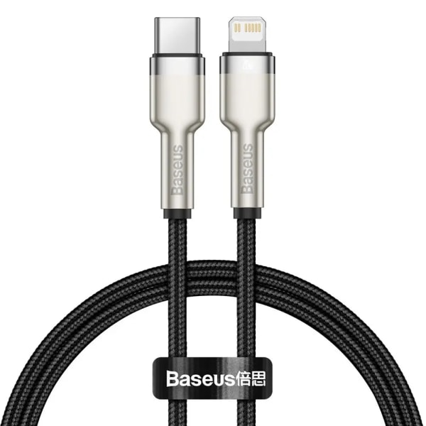 Baseus Cafule Metal USB-C till Lightning Kabel PD, 20W, 0.25m - Svart