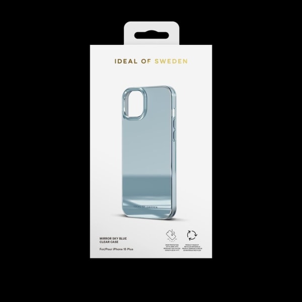iDeal of Sweden iPhone 15 Plus Clear Case, Mirror Sky Blue
