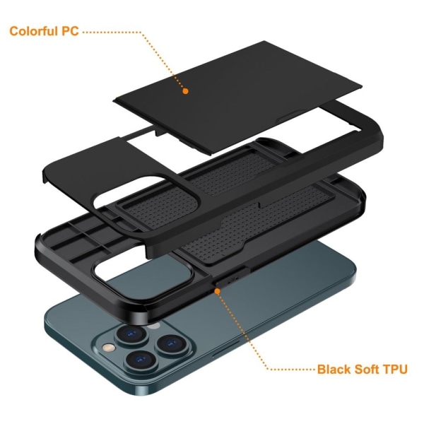 IPhone 15 Pro skal med en korthållare - Svart Svart