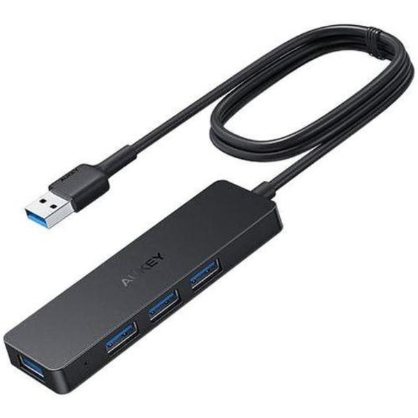 AUKEY USB-A Hubb, 4xUSB-A 3.0 - Svart Svart