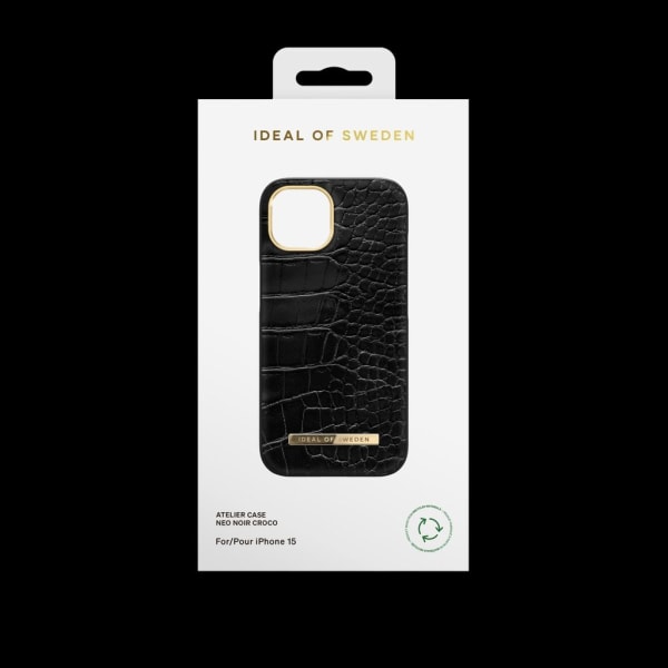 iDeal of Sweden iPhone 15 Atelier Case, Neo Noir Croco