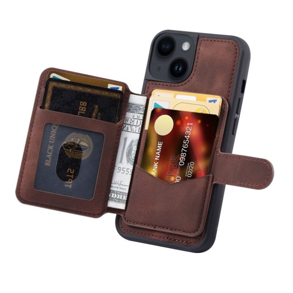 IPhone 15 Plus skal med en plånbok - Djupt chokladbrunt Brun