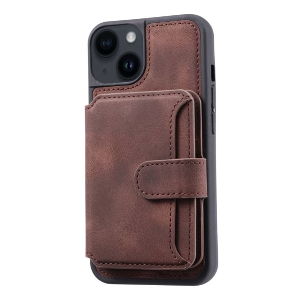 IPhone 15 Plus skal med en plånbok - Djupt chokladbrunt Brun