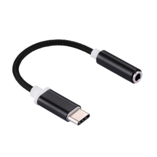 USB-C till 3.5mm Aux adapter, Svart/Nylon Svart