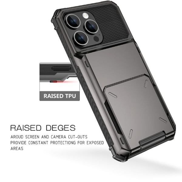 IPhone 15 skal med en korthållare - Grått grå
